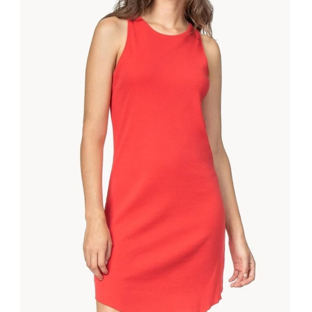 Lilla P Women’s High Neck Swing Dress Size Medium Side Slit Sleeveless Flowy